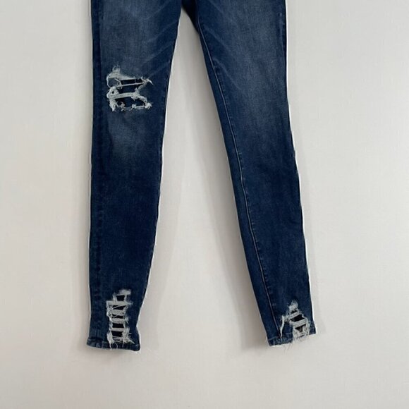 AMERICAN EAGLE the Dream Jean Hi-Rise Jegging Dark Wash Ripped Rips High Waisted - Picture 6 of 15